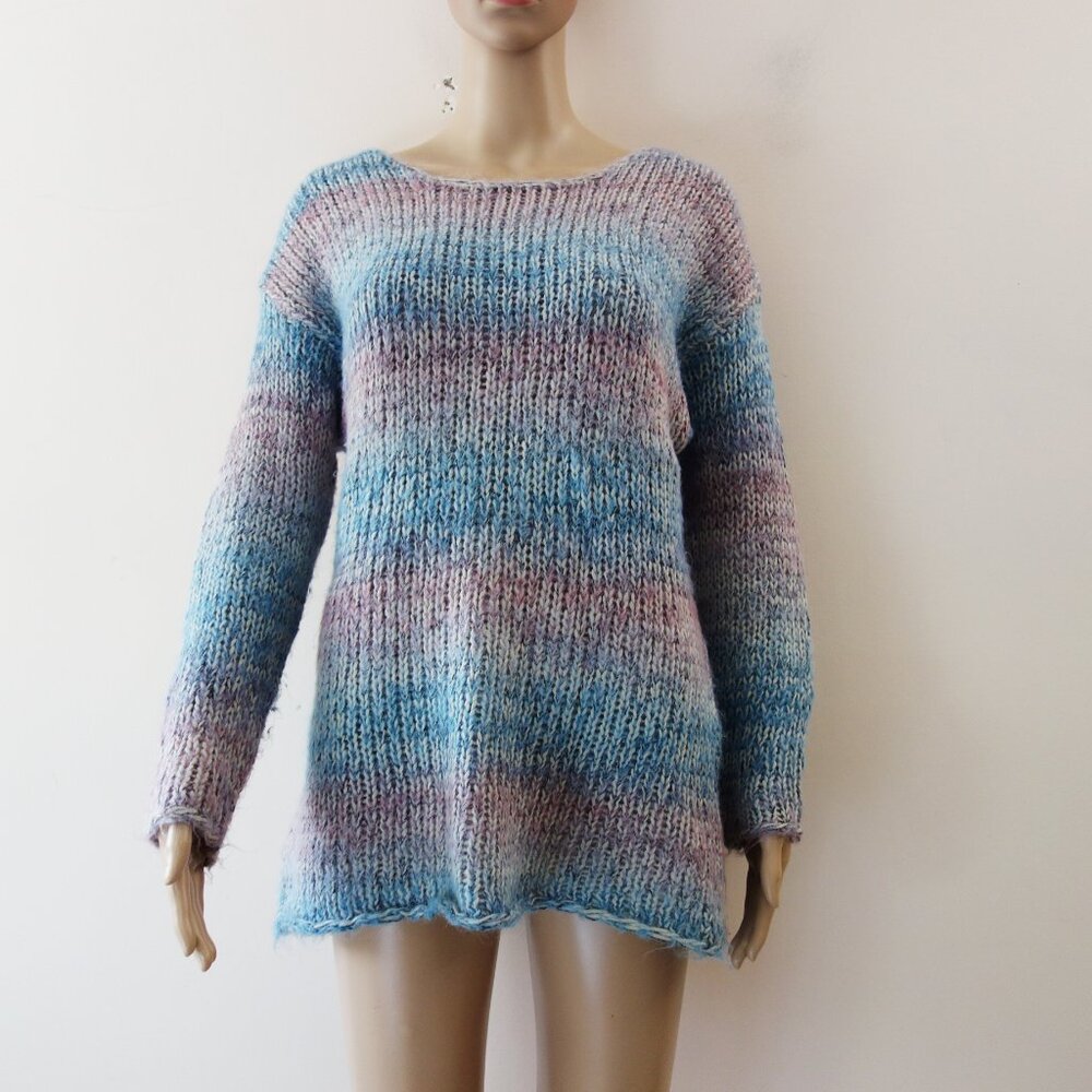 Sundance Mohair Sweater Knitted Tunic Boat Neck Striped Multicolor (M-Petite)